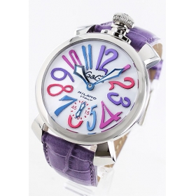グラハム スーパー コピー 時計 、 ガガミラノ マニュアーレ48mm 手巻き スモールセコンド ライトパープル/ メンズ 5010.09S  コピー 時計