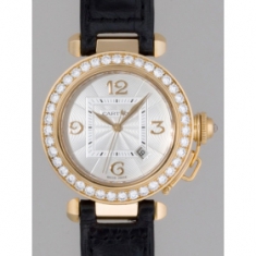 カルティエ パシャ WJ104951 32mmYGダイヤベゼル革 コピー 時計