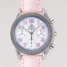オメガ スピード ピンク革 シェルピンクアラビア 3834.74.34 コピー 時計