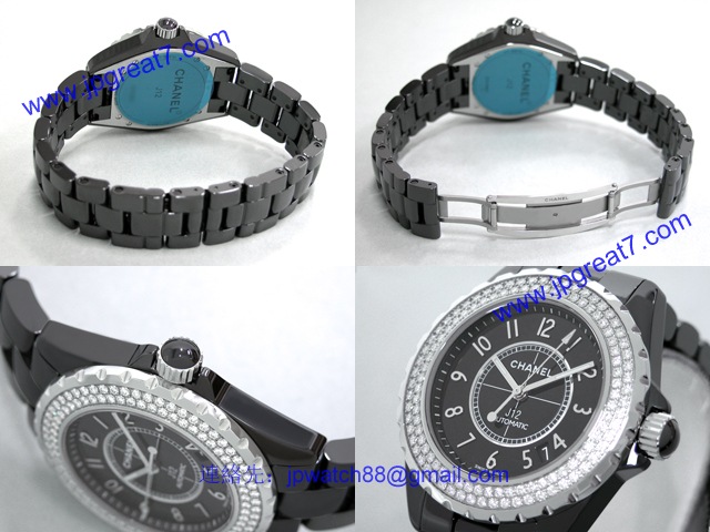 シャネル CHANEL時計 J12 38mm　ブラックセラミック　ベゼルダイヤ ブラック H0950